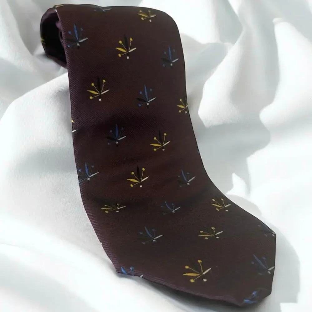 TINO COSMA Mens Silk MCM Starburst Necktie, Made in Italy, Purple Burgundy Color